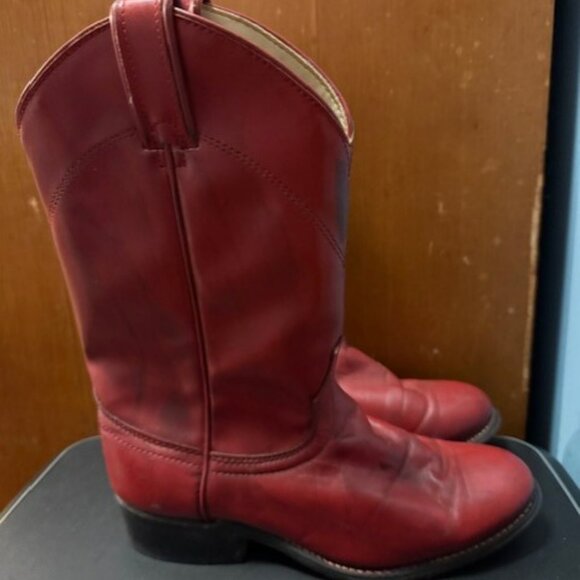 Vintage 1980s Red Laredo Round-toe Roper Cowboy Boots - 6M - Picture 11 of 16